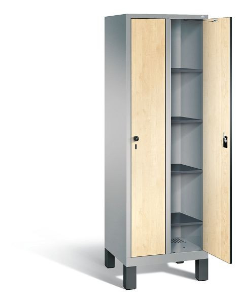 C+P Wäsche-Spind Evolo, H1850xB610xT500mm, Farbe: Weißaluminium / Dekor Donau-Ahorn, 48010-20B S10034