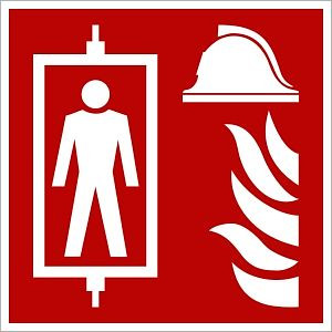 Moedel Brandschutzzeichen Feuerwehraufzug nach DIN EN 81-72, Folie, 100x100 mm, 57202
