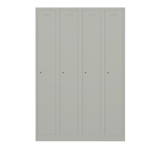 Bisley Garderobenschrank Primary Locker, 4 Abteile, 673 gänsegrau, PL3050Q1673