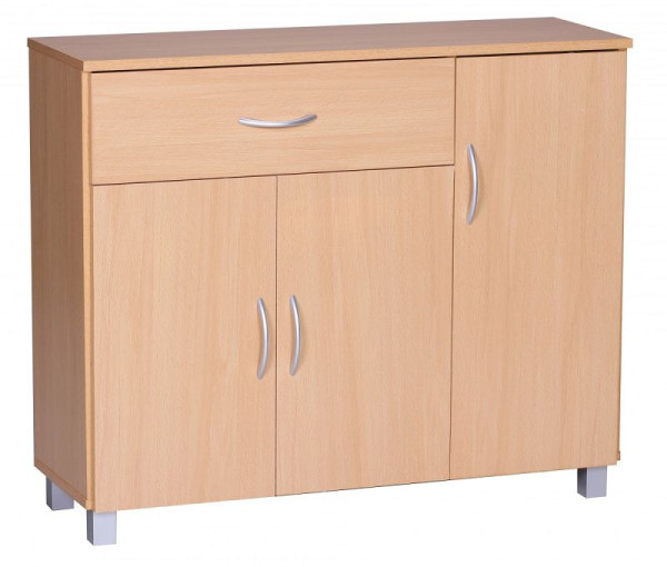 Wohnling Sideboard JARRY Buche mit 1 Schublade & 3 Türen 90 x 75 x 30 cm mit Griffen, WL1.333