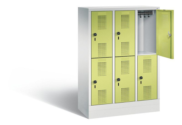 C+P Kindergarten-Spind doppelstöckig Evolo, H1300xB900xT300mm, Farbe: Lichtgrau / Viridingrün, 483203-30 S10057