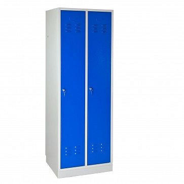 ADB Spind / Garderobenschrank Regular" 2-türig, Maße HxBxT: 1775x600x500 mm, Farbe Korpus: Lichtgrau, RAL 7035, Farbe Türen: Himmelblau (RAL 5015), 40888