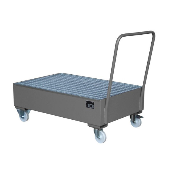 STEIN HGS Fahrbare Auffangwanne Serie 2000, 3mm Stahlblech, für 200l-Fässer, 215 Liter, RAL 7005 mausgrau, lackiert, 2 x 200 Liter Fass, 79206.0011