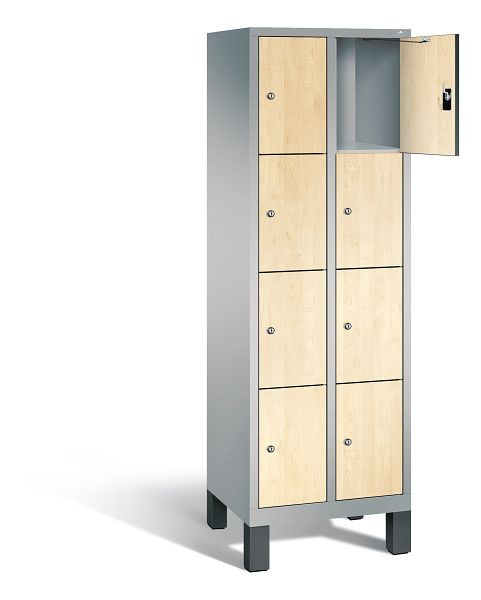 C+P Schließfachschrank Evolo, H1850xB610xT500mm, Farbe: Weißaluminium / Dekor Donau-Ahorn, 48010-204 S10199