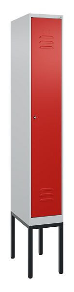 C+P Umkleidespind Classic PLUS mit Mitteltrennwand, Gestell, 2120x300x500mm, 7035/3020, Zylinderschloss, 0800307-10F S10017