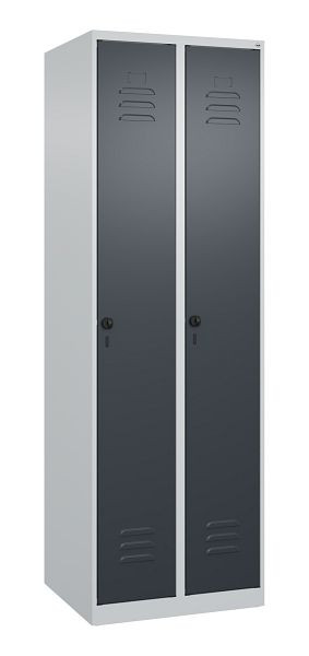 C+P Mehrzweckschrank Classic PLUS, Wäsche-Spind, 2 Abteile, 1850x600x500mm, 7035/7016, Drehriegel, Türen rechts angeschlagen, 080000-20B S10007