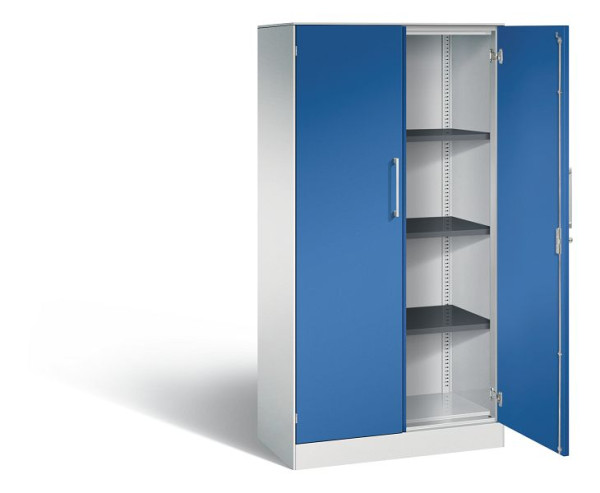 C+P Flügeltürenschrank Asisto, H1635xB800xT435mm, Farbe: Lichtgrau / Enzianblau, Bügelgriff, 4 OH, 141013-000 S10111