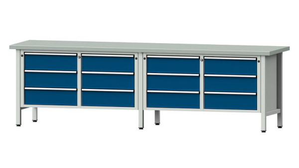 ANKE Werkbänke Kastenwerkbank, Modell 108 V, 2800 x 700 x 840 mm, RAL 7035/5010, ZBP 40 mm, 301.456