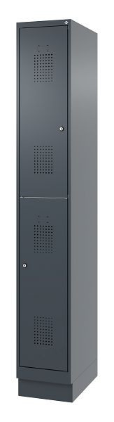 C+P Doppelstöckiger Feuerwehrspind, Modell FLEXO, H1850B300T500 mm, Anthrazit, Sockel, 0493015-10LR S10007