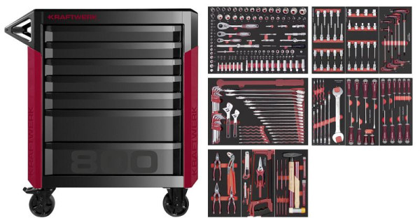 Kraftwerk PT800 Werkstattwagen, 7 Schubladen, PRO, 278-teilig, 102.417.011