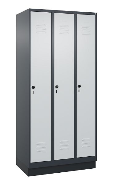 C+P Umkleidespind Classic PLUS, Sockel, 3 Abteile, 1950x900x500mm, 7016/7035, Drehriegel, 080020-30 S10013