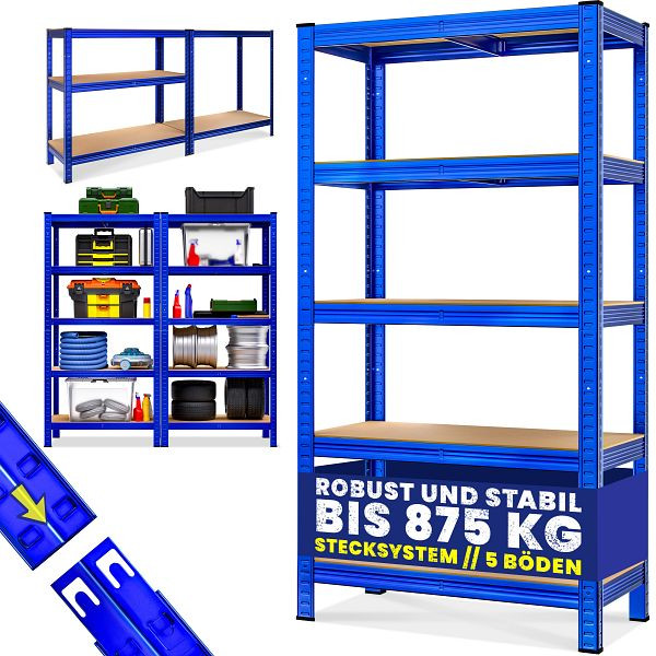 monzana Schwerlastregal Blau 180x90x40cm pulverbeschichtet Tragkraft 875kg, 106178