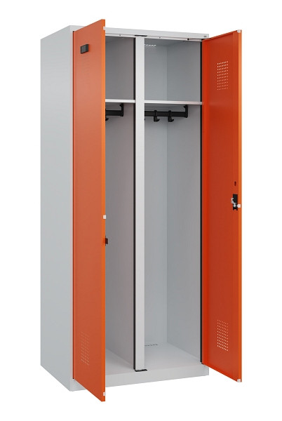 C+P Schwarz-Weiß-Spind Evolo PLUS, 2 Abteile, 1850x800x500mm, 7035/2004, Zylinderschloss, 049002-22 S10029