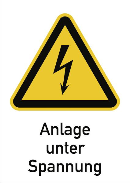 Moedel Anlage unter Spannung, Kombischild, Folie, 131x185 mm, 98747