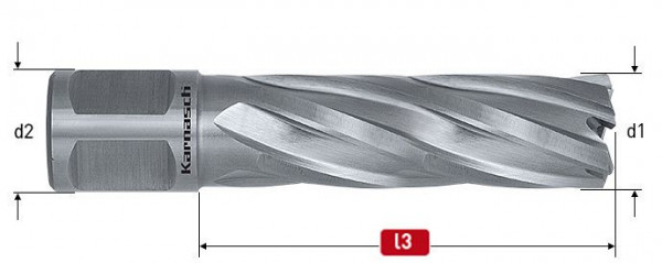 Karnasch HSS-XE Kernbohrer, Weldonschaft 19mm, Nutzlänge 55mm, Silver-Line Rail55 d=23mm, VE: 2 Stück, 201480023