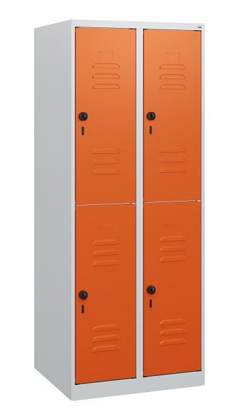 C+P Doppelstöckiger Spind Classic PLUS, 2 Abteile, 1530x600x500mm, 7035/2004, Drehriegel, 0803005-20 S10000