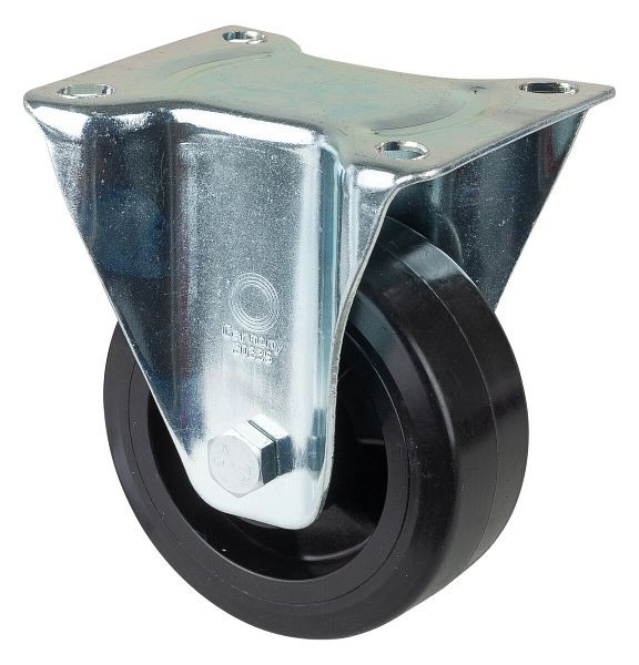 BS Rollen Transportrolle, Bockrolle, Rad-Breite 50 mm, Rad-Ø 125 mm, Tragfähigkeit 300 kg, Elastik-Reifen schwarz, Kunststoff, Rollenlager, LSS410.B60.125
