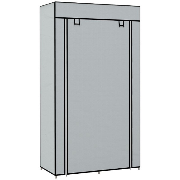 HOMCOM Kleiderschrank Stoffschrank 1 Kleiderstange, 2 Schubladen, 83 x 42,5 x 162,5 cm, Grau, 850-287V00LG