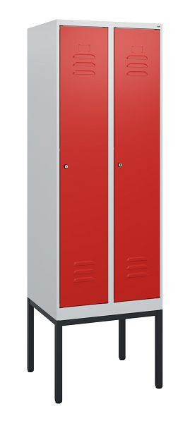 C+P Umkleidespind Classic PLUS, Gestell, 2 Abteile, 1950x600x500mm, 7035/3020, Zylinderschlösser, 0800305-20 S10017