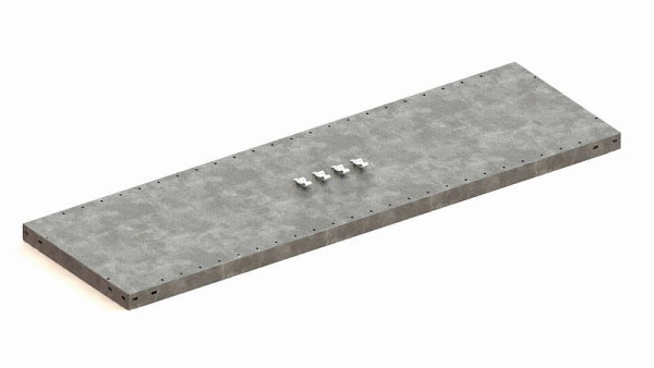 Meta Zusatzboden für Steckregal Meta CLIP 150, Höhe: 40mm, Länge: 1300mm, Tiefe: 400mm, RAL 7035 lichtgrau, inkl. 4 Fachbodenträger, 9900004450