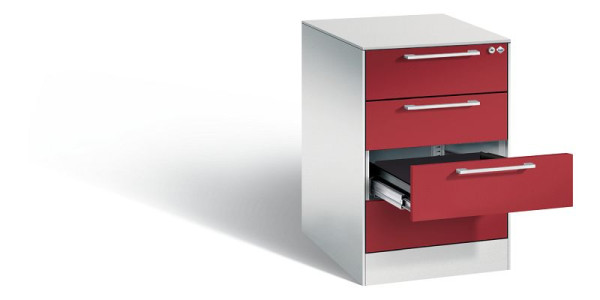 C+P Karteischrank Asisto, H710xB440xT600mm, Farbe: Lichtgrau / Rubinrot, Bügelgriff, 146275-422 S10024