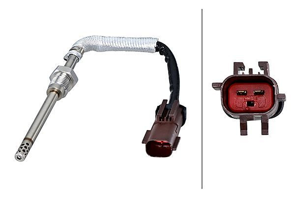 HELLA Sensor, Abgastemperatur - 2-polig - geschraubt - Kabel: 135mm, 6PT 010 376-511