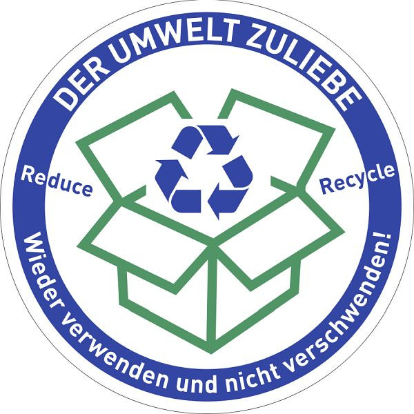 Moedel DER UMWELT ZULIEBE..., Papier selbstklebend, Ø 100 mm, VE: 500 Stück/Rolle, 105686