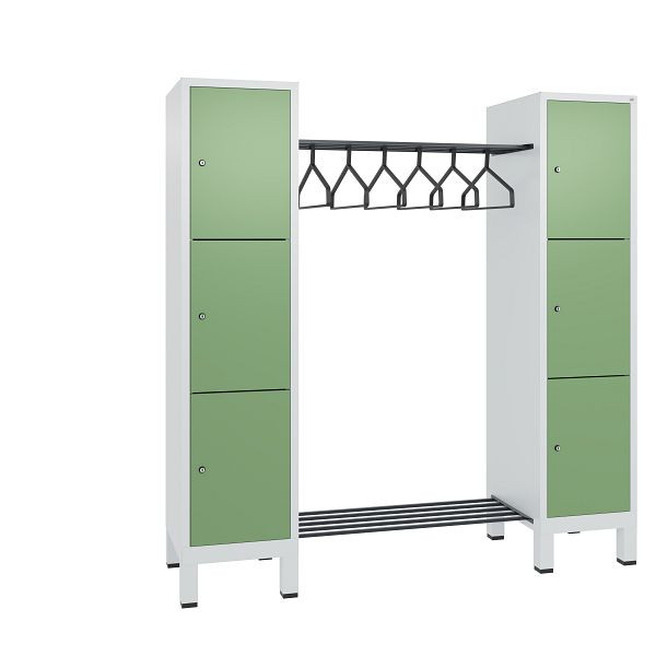 C+P Garderobe Evolo, 6 Fächer, H1850xB1790xT500 mm, Lichtgrau/Resedagrün, 48406-02 S10284