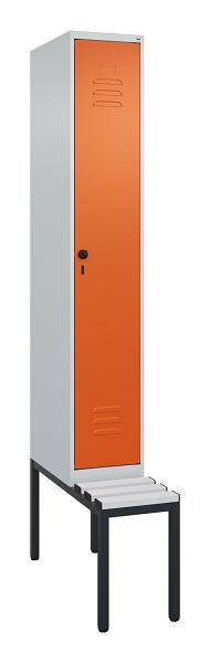 C+P Umkleidespind Classic PLUS mit Mitteltrennwand, Bank, 2120x300x815mm, 7035/2004, Drehriegel, 0800507-10F S10121