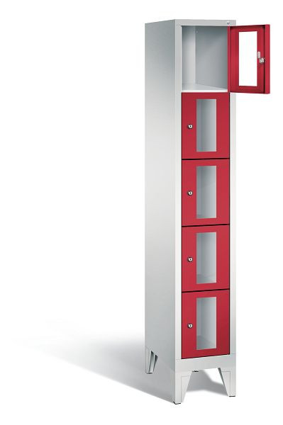 C+P Schließfachschrank Classic, H1850xB320xT500mm, Farbe: Lichtgrau / feuerrot, 8010A105 S10018