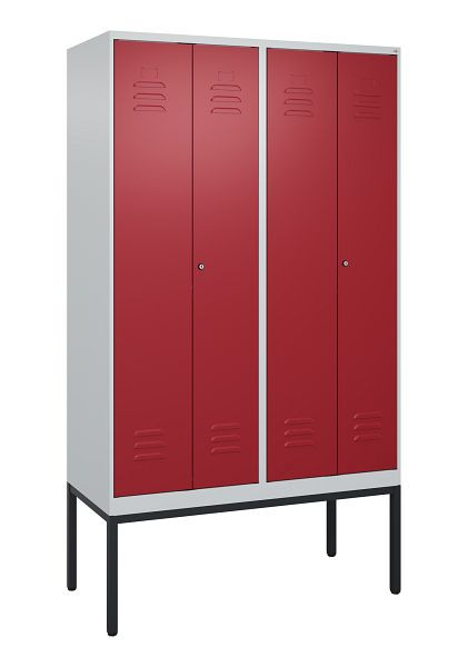 C+P Umkleidespind Classic PLUS SW, Gestell, 4 Abteile, 2120x1200x500mm, 7035/3003, Zylinderschlösser, 0800327-40 S10016