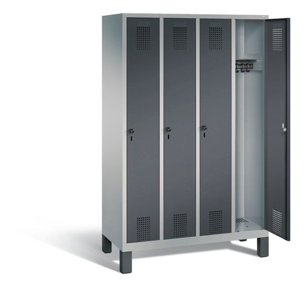 C+P Garderobenschrank Evolo, H1850xB1190xT500mm, Farbe: Weißaluminium / Anthrazitgrau, 48010-40 S10699