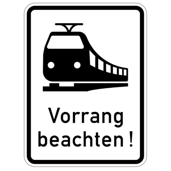 Stein HGS Straßenbahn, Vorrang beachten! StVO Nr. 2811, 315 x 420 mm, Flachform 2 mm, RA2, 2811-121