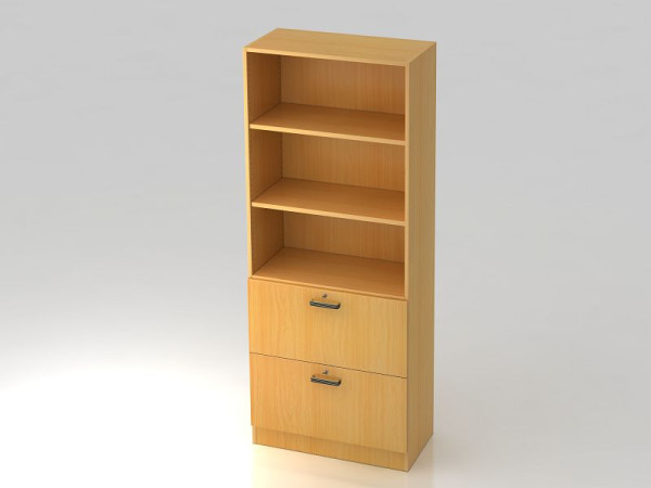 Hammerbacher Schrank 5OH, 2HR, Sockelblende Streifengriff Buche/Buche, 80x42x200,4 cm (BxTxH), V7300/6/6/SG