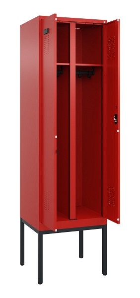 C+P Schwarz-Weiß-Spind Evolo PLUS, Gestell, 2 Abteile, 2120x600x500mm, 3020/3020, Zylinderschloss, 0490327-20 S10052