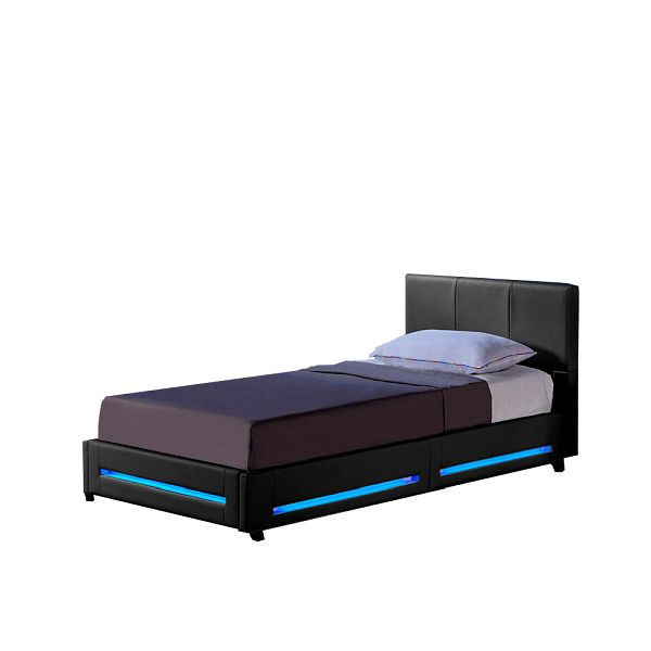 HOME DELUXE LED Bett ASTEROID 90 x 200 Dunkelgrau, 49523