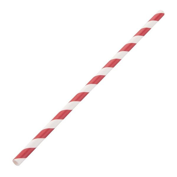 Fiesta Green Kompostierbare Papiertrinkhalme rot geringelt, VE: 250 Stück, DE927