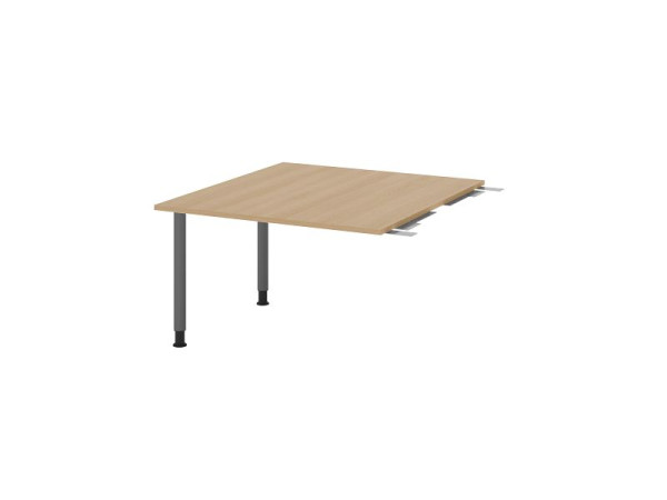 Hammerbacher Verkettungsplatte VKT, Farbe Tischplatte: Eiche, Platte: 1200 x 1300 x 25 mm, Rundrohr-Fuß Graphit, Arbeitshöhe: 720 - 740 mm, VKT12C/E/G