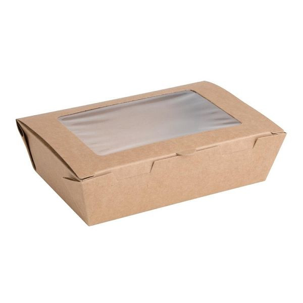 Fiesta Compostable kompostierbare Salatschüsseln mit PLA-Fenstern 700ml (200 Stück), FB676