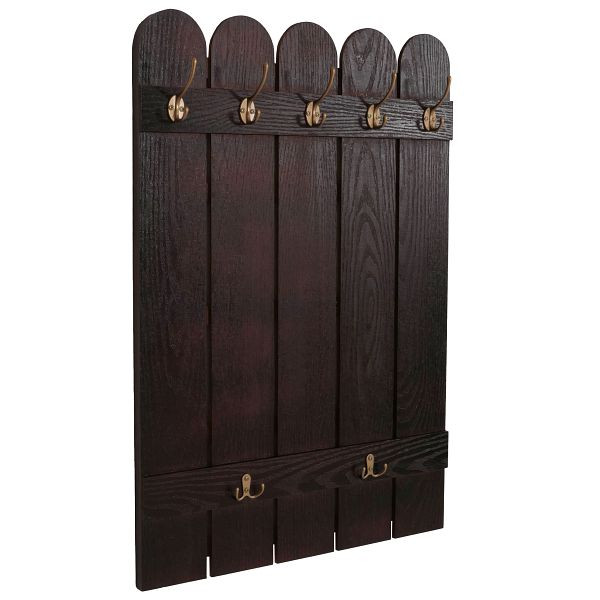Mendler Wandgarderobe HWC-N95, Garderobe Garderobenpaneel, Paulownia 7 Haken 86x60cm, braun, 158982