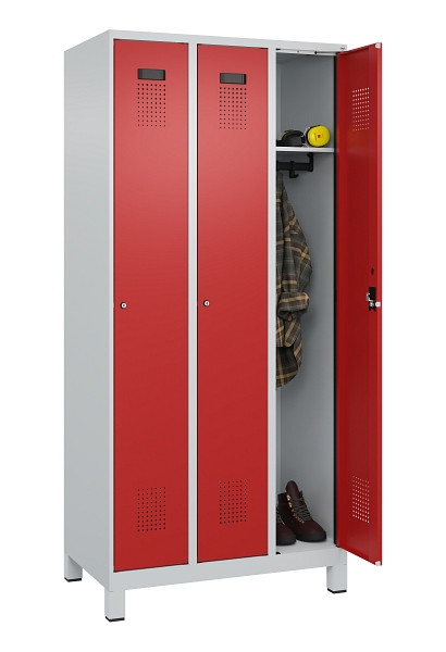 C+P Spind Evolo PLUS, mit Füßen, 3 Abteile, 1950x900x500mm, 7035/3000, Verschluss Zylinderschloss, Ablageböden 3, 049010-30 S10030