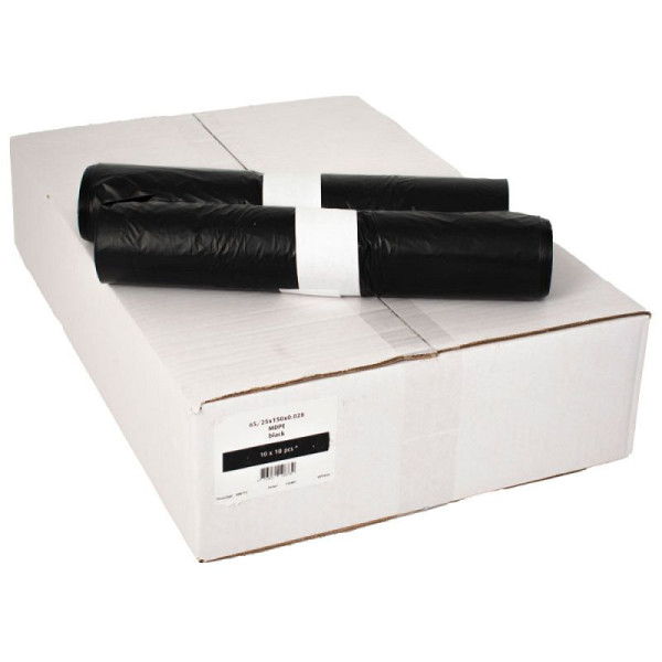 STEIN HGS Abfalltüten 65/25x150x0.025, schwarz, 100 Stück (10 x 10 Stück), 83424.0001