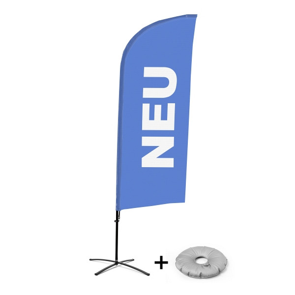 Showdown Displays Beachflag Alu Wind Komplett-Set Neu Blau Deutsch Kreuzständer, BFAW310-CB30-WB-I78