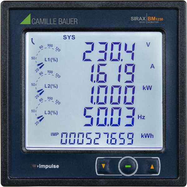 Camille Bauer multifunktionales Leistungs- und Überwachungsmessgerät SIRAX BM1250, 110-550VAC/DC, RS485, 2REL, 182866