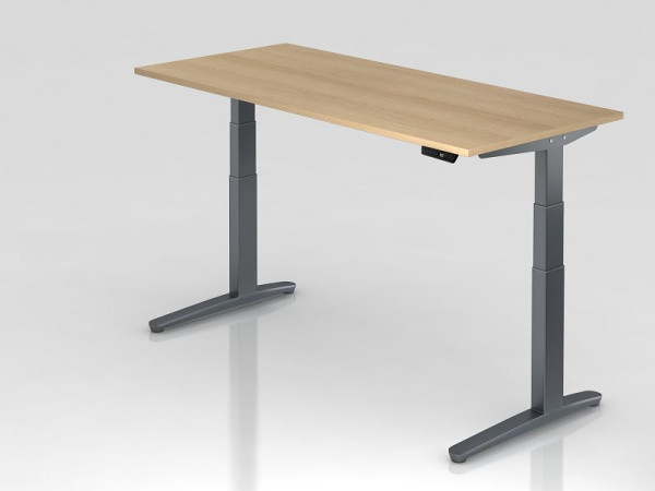 Hammerbacher Sitz-Steh-Schreibtisch elektrisch 180x80cm Eiche/Graphit, Rechteckform, VXBHM19/E/GG