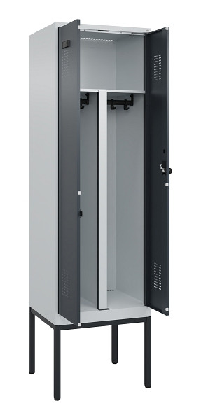 C+P PSA Doppel-Spind Evolo PLUS, Gestell, 2 Abteile, 2120x600x500mm, 7035/7016, Drehriegel, 0490327-20P S10012