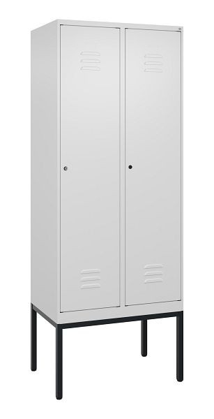 C+P Umkleidespind Classic PLUS mit Mitteltrennwand, Gestell, 2 Abteile, 2120x800x500mm, 9016/9016, Zylinderschlösser, 0800307-22F S10029
