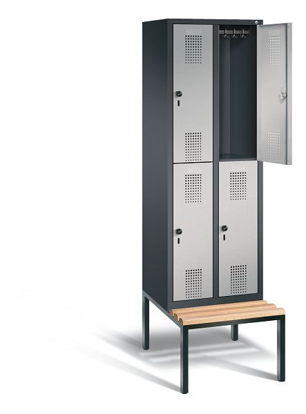 C+P Spind doppelstöckig Evolo, H2090xB610xT815mm, Farbe: Schwarzgrau / Weißaluminium, 48350-20 S10085