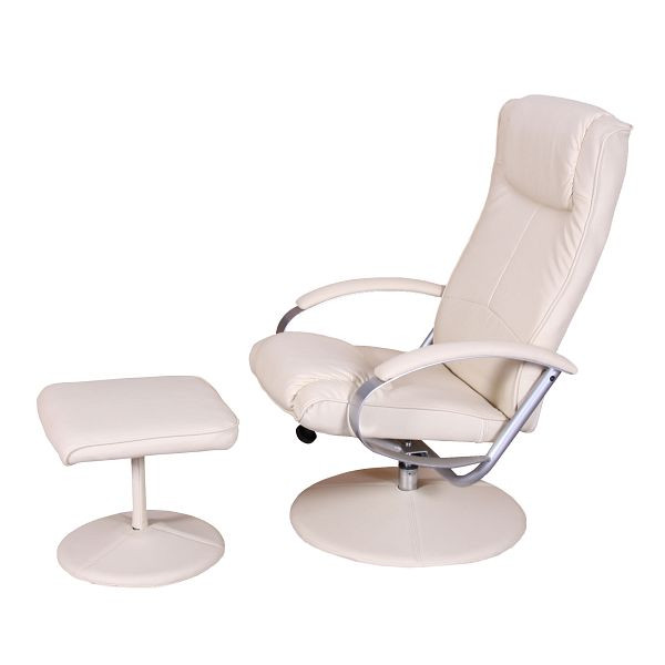Mendler Relaxliege Relaxsessel Fernsehsessel N44 mit Hocker, creme-weiß, 20154