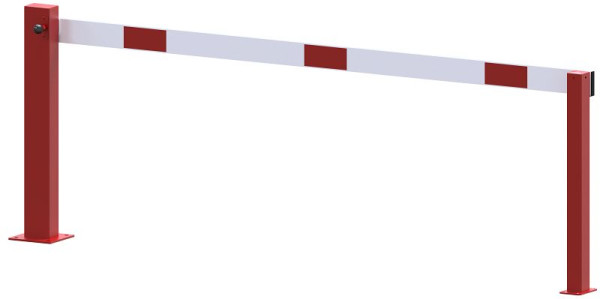 Schake Kompakte Handschranke 2,5m mit fester Auflagestütze, rot / weiß, für Vorhangschloss, 4011_250VPB